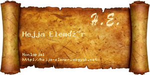 Hejja Elemér névjegykártya